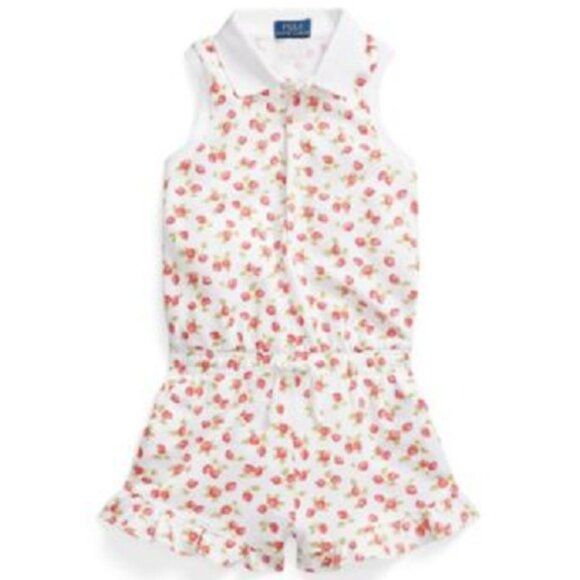 Polo Ralph Lauren girls sleeveless Strawberry print Romper sz XL (16) - Picture 1 of 10